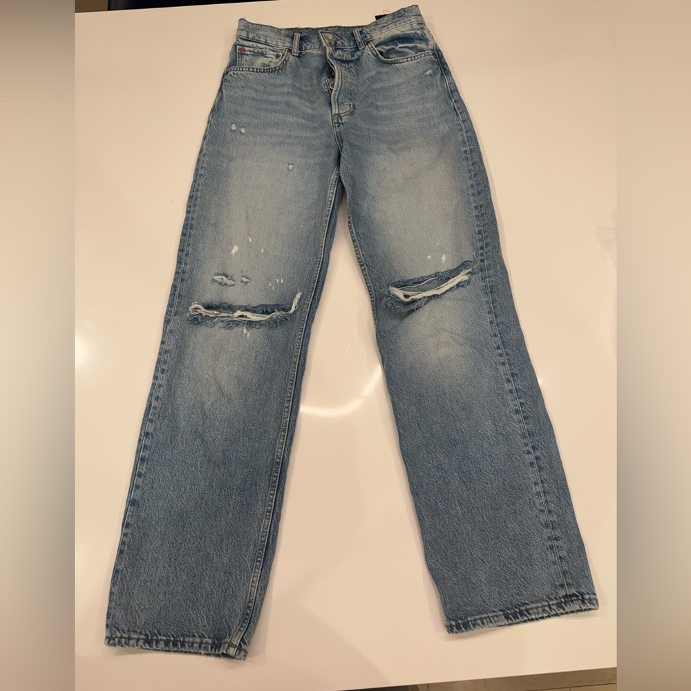 ZW COLLECTION HIGH-WAISTED SLIM RIPPED JEANS - Picture 2 of 4